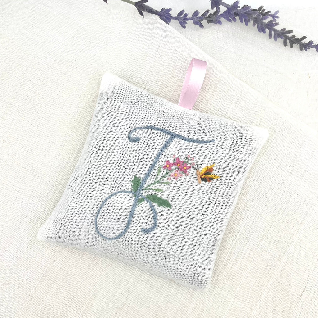 hand embroidered lavender sachet