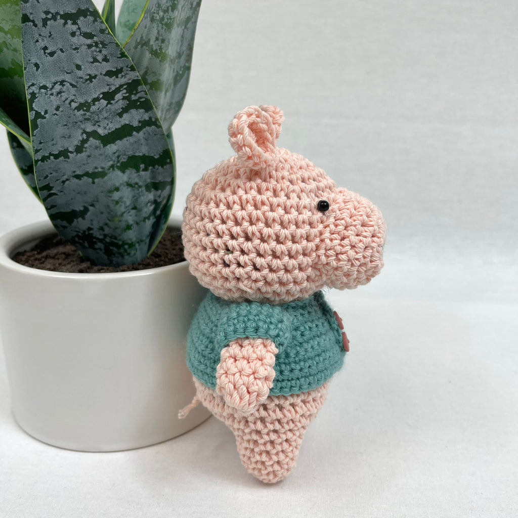 hand crocheted hippo