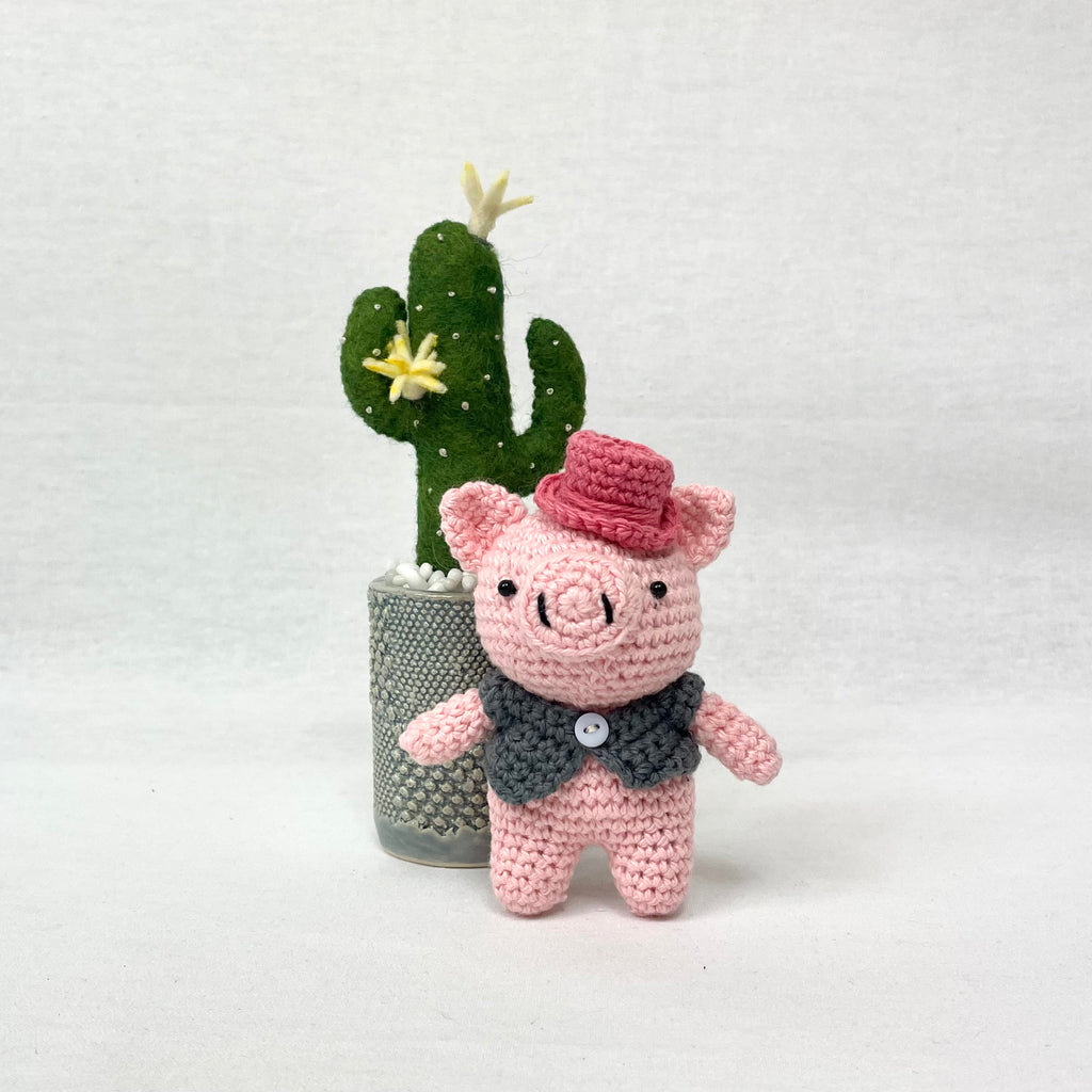 hand crocheted piggie
