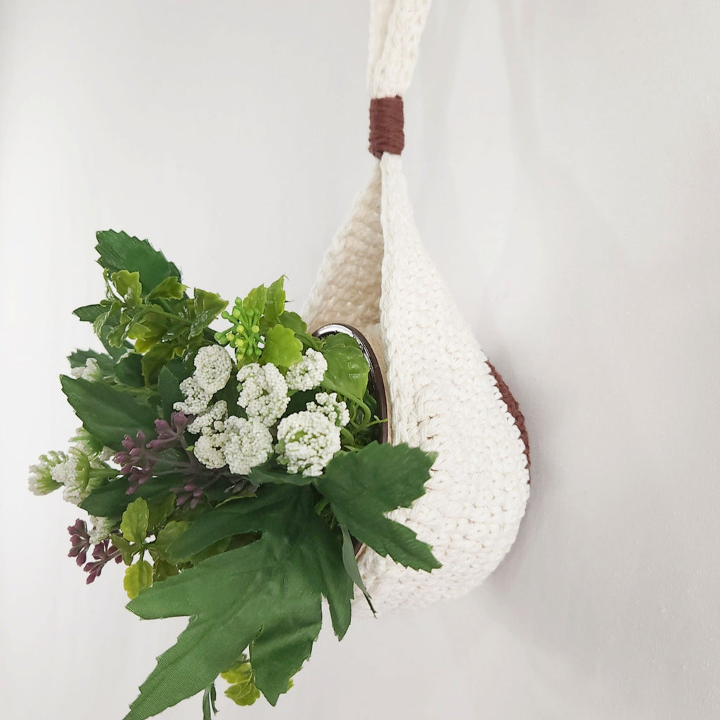 hand crocheted hanging planter